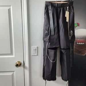 Black cargo pants with cut outs